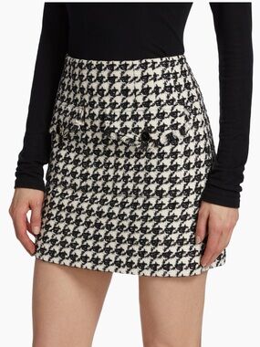 Veronica Beard Adriel Houndstooth Tweed Mini  skirt  size 8